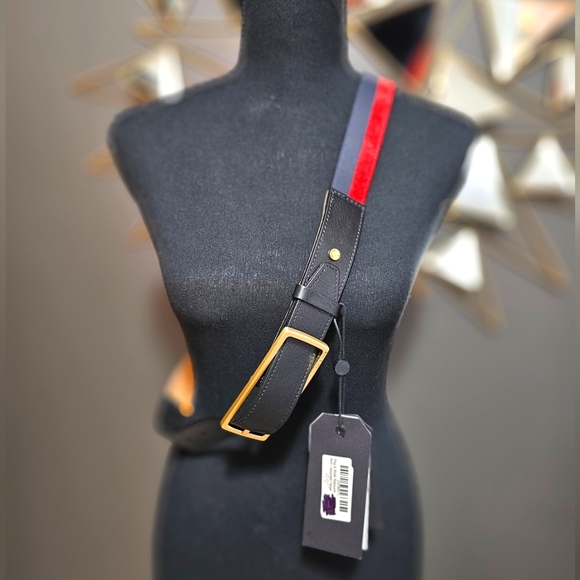 rag & bone Accessories - Rag & Bone Rebound Leather Belt Navy/Red